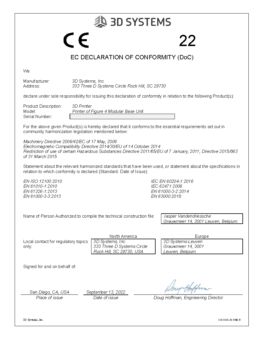 EC Declaration of Conformity